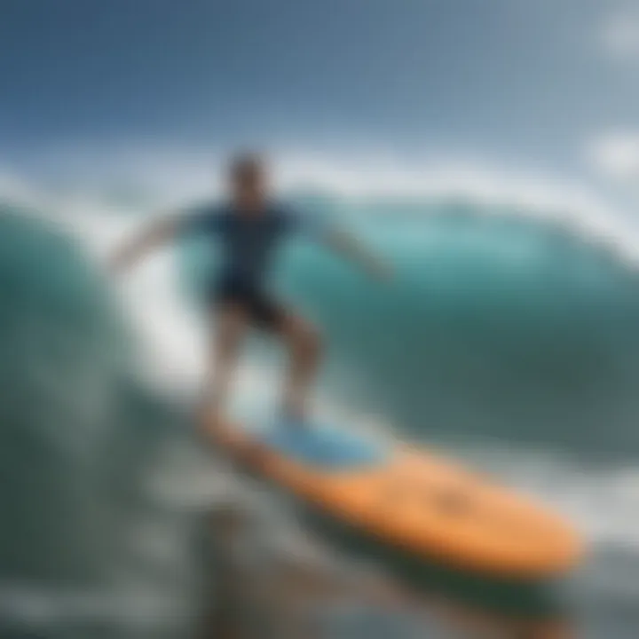 An adult refining their surfing skills using a wave surfer toy