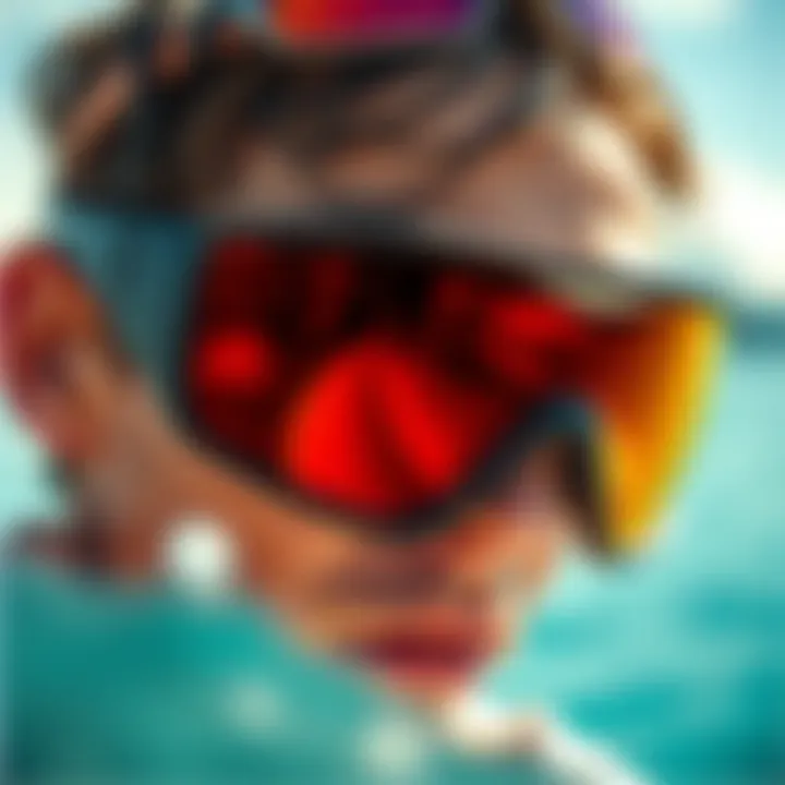 Close-up of advanced lens technology for water sports