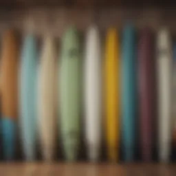 A diverse collection of surfboards showcasing different types and designs.