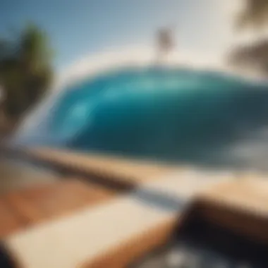 A backyard Flowrider setup with waves in action