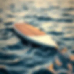 Close-up of a sleek electric surfboard on the water