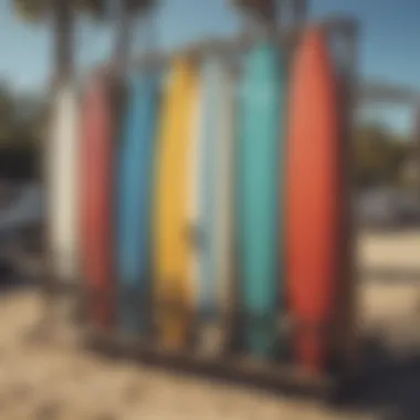 Various surfboards mounted on a cruiser rack