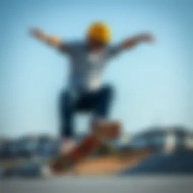 Beginner performing a basic skateboard trick