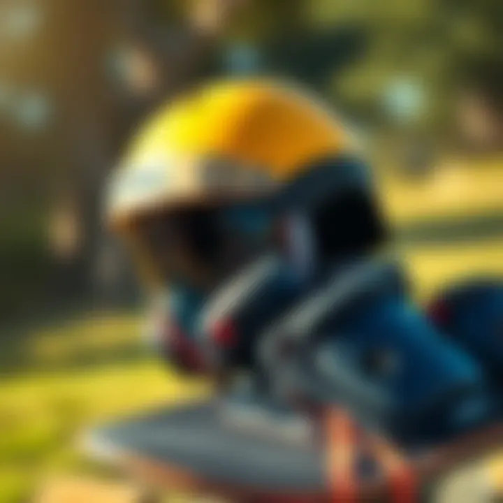 Safety gear for skateboarding including helmet and pads