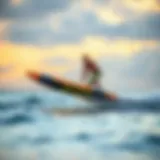 Electric Hydrofoil Surfboard in Action Electric hydrofoil surfboard gliding over water