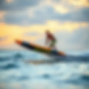 Electric Hydrofoil Surfboard in Action Electric hydrofoil surfboard gliding over water