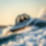 Dynamic wakeboard boat cutting through water