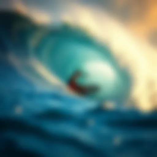 Surfer riding a wave at a popular spot on Big Island