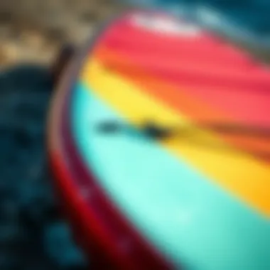 Detailed view of a SUP windsurf board highlighting its unique features