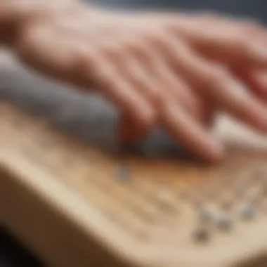 Close-up view of a Braille fingerboard showcasing tactile features