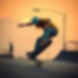 Skateboarding Tricks in Action Skateboarder performing tricks