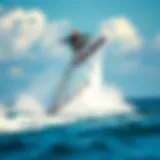 Collapsible wakeboard tower in action on the water