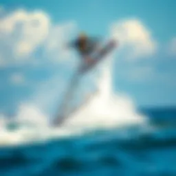 Collapsible wakeboard tower in action on the water