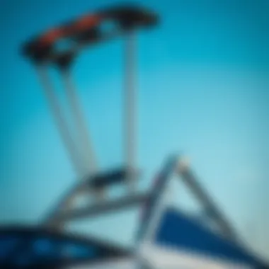 Close-up view of the collapsible wakeboard tower's design
