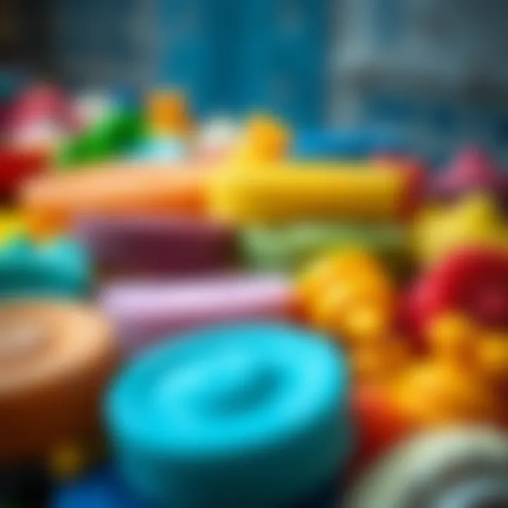 Close-up of various colored surf wax types