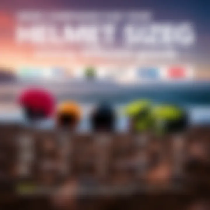 Comparison chart of helmet sizes across brands