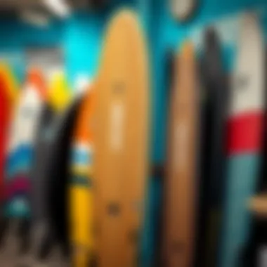 Variety of Morey Boogie Boards in Retail A selection of Morey boogie boards displayed in a surf shop