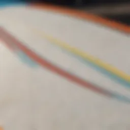 Close-up of a surfboard with a repair area highlighted