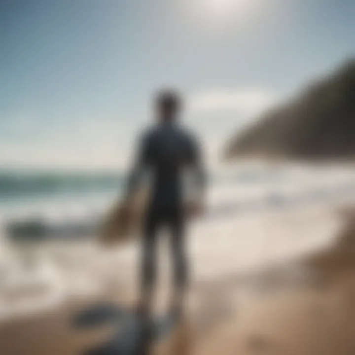 A surfer checking weather conditions before heading out