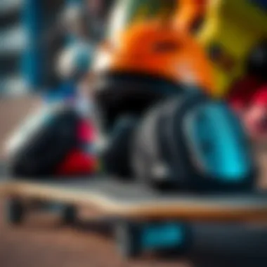 Importance of Safety Gear in Skating Safety gear including helmet and pads arranged neatly