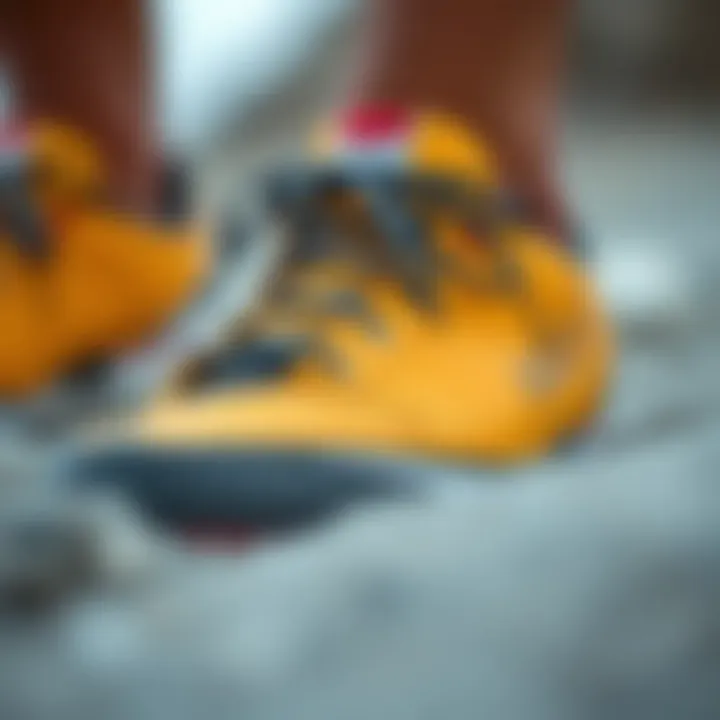 Close-up view of innovative windsurfing shoe materials