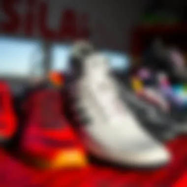 Different styles of windsurfing shoes showcased together