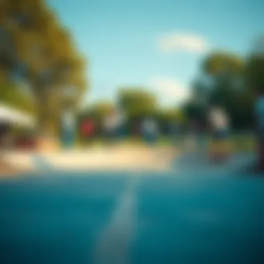 Community Engagement at Skate Parks A community gathering around a skate park, emphasizing inclusivity and engagement.