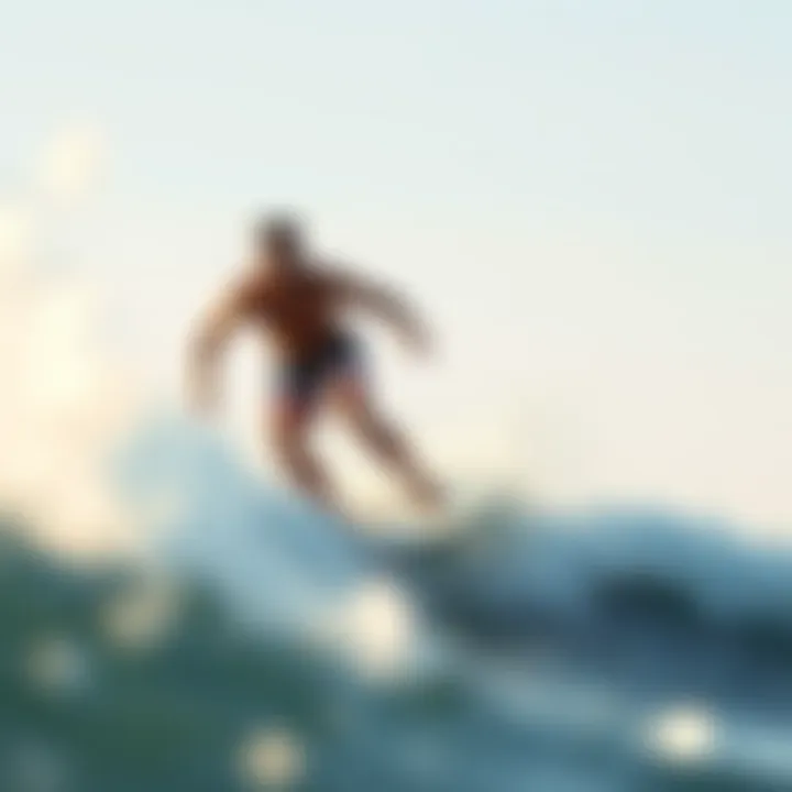Surfer riding a wave wearing stylish boardshorts