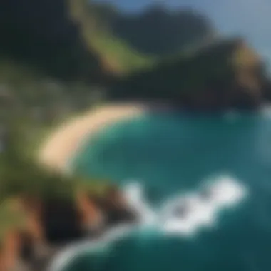 Aerial view of stunning coastline along Kauai's North Shore