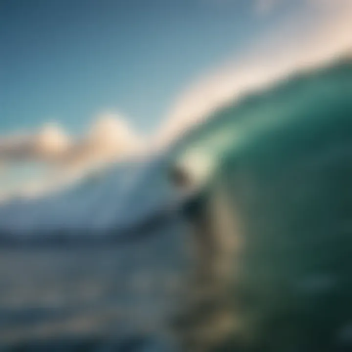 Surfer riding a perfect wave at Kauai's North Shore