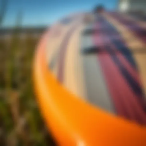 Close-up view of the Connelly Ono wakesurf board showcasing its design and construction.