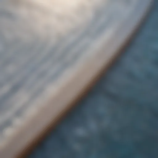 A close-up view of the textured surface of a WaveStorm surfboard showcasing its grip.