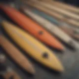 Essential surfboard materials laid out for crafting