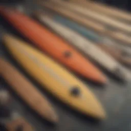 Essential surfboard materials laid out for crafting