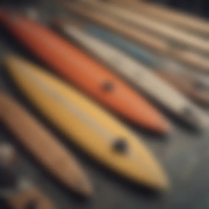 Essential surfboard materials laid out for crafting