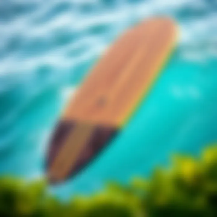 Sustainable Surfboard Design Trends with Teak Tuning Decks An eco-friendly surfboard design featuring sustainable teak elements.
