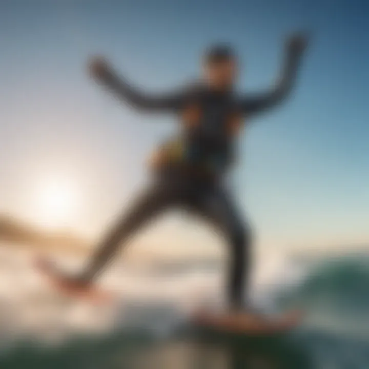 Enthusiast ready to kitesurf with gear on a sunny day