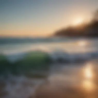 Tranquility at Dusk: Gentle Waves A serene coastal landscape showcasing gentle waves at sunset.