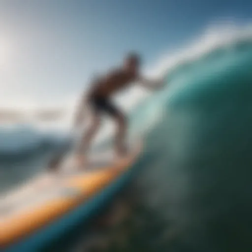 A high-performance paddle board designed for surfing on waves