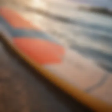 Close-up of paddle board material showcasing durability and design