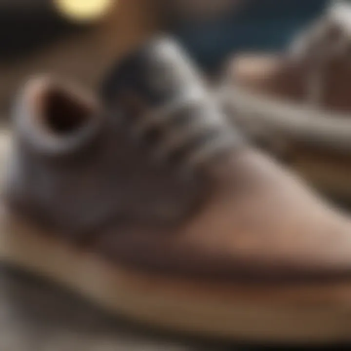 A close-up view of high-quality skate shoe materials