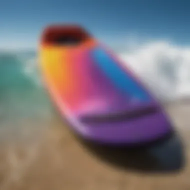 Close-up of a high-quality bodyboard showcasing its sleek design and vibrant colors