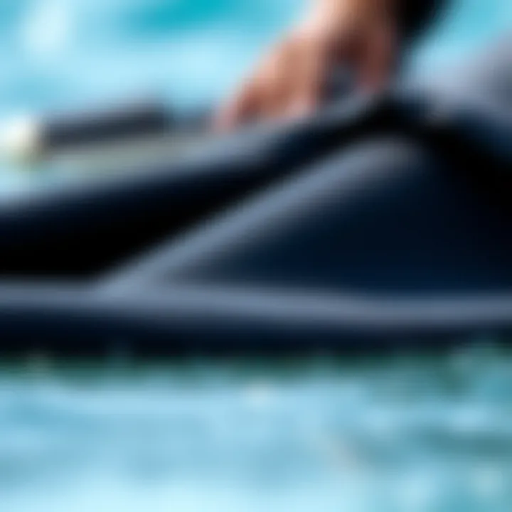 Close-up of wetsuit material showcasing quality