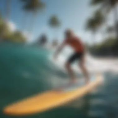 Group surf lesson with an instructor guiding students