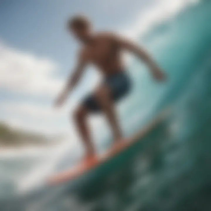 Surfer wearing Billabong boardshorts in action on the waves.