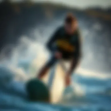 Surfboarder wearing a CO2 vest in action