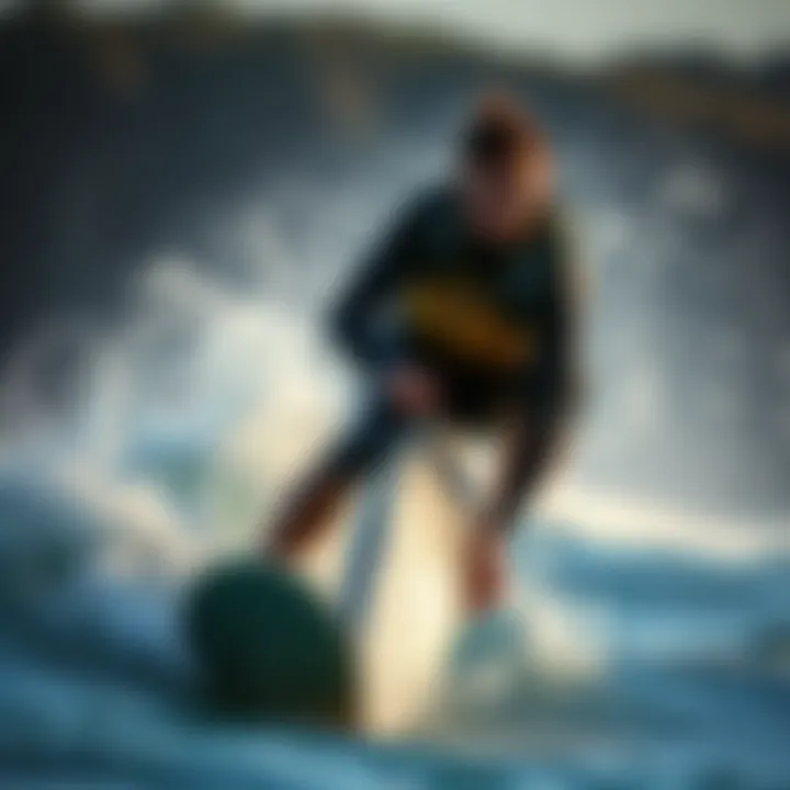 Surfboarder wearing a CO2 vest in action