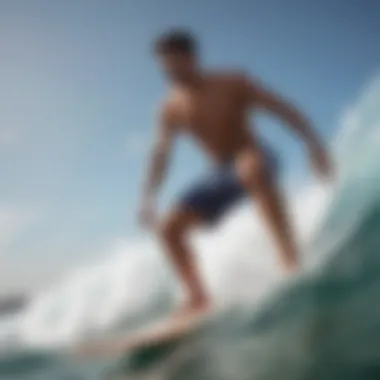 Dahui Hybrid Shorts in Surfing Action Surfboard and Dahui hybrid shorts in action