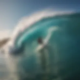 A surfer executing an edge surf maneuver on a vibrant wave