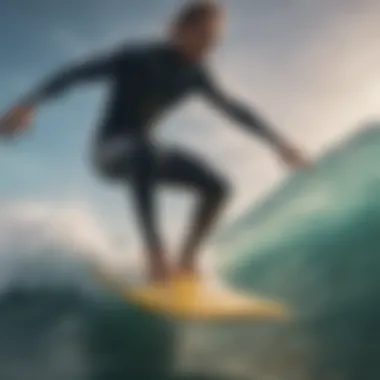 Surfer with FCS Fusion Fins Surfer performing advanced maneuvers with FCS fusion fins during a wave ride